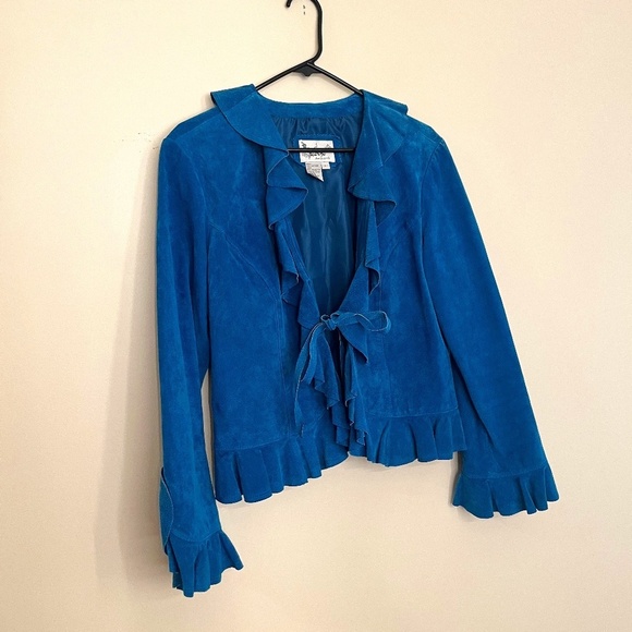 Vintage Jackets & Blazers - Vintage Suede Ruffle Jacket size L